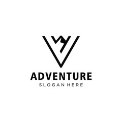 adventure letter V logo. abstract illustration of letter V and mountain