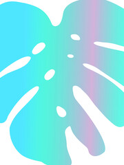 Monstera palm leaves illustration. Vector exotic tropical background. Abstract gradient retro nature wall art.