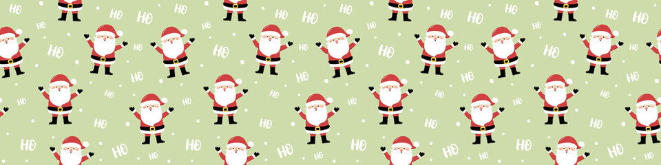 Christmas texture with Santa Claus. Seamless pattern. Panoramic header. Vector
