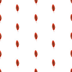 Watercolor seamless pattern with bright multicolored autumn leaves and maple winglets, chestnut fruits, oak acorns and pine cones