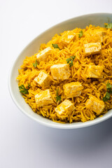 Paneer Pulav or cottage cheese fried rice