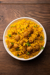 Soya Chunk Pulav or soy vadi pilaf