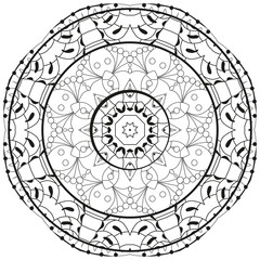 Vector handdrawn illustation of Sun sign with mandala for coloring