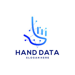 Fototapeta premium hand logo and data. blue hand and data abstract illustration