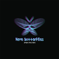 neon butterfly logo. abstract illustration of neon color butterfly. suitable for identification nightclubs, bars and others