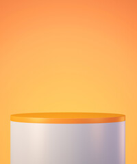 3d product podium mock up background for presentation with orange background; 3d rendering