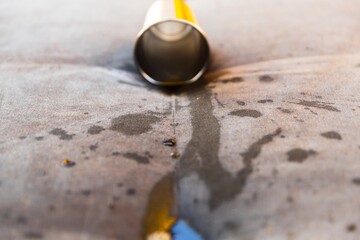 Coffee spilled on the sofa closeup photo