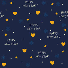 New Year Theme Pattern Background In Blue Color.