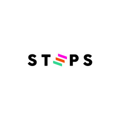 step writing. illustration of writing steps and stair icon
