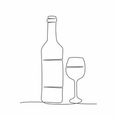 Wine. One line drawing. Vector wine in line style