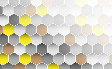 Abstract hexagon background with shadow. Vector illustration of an abstract background of hexagons of different colors with shadows on a white background.