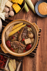 Delicious ginger duck hot pot in Taiwan.