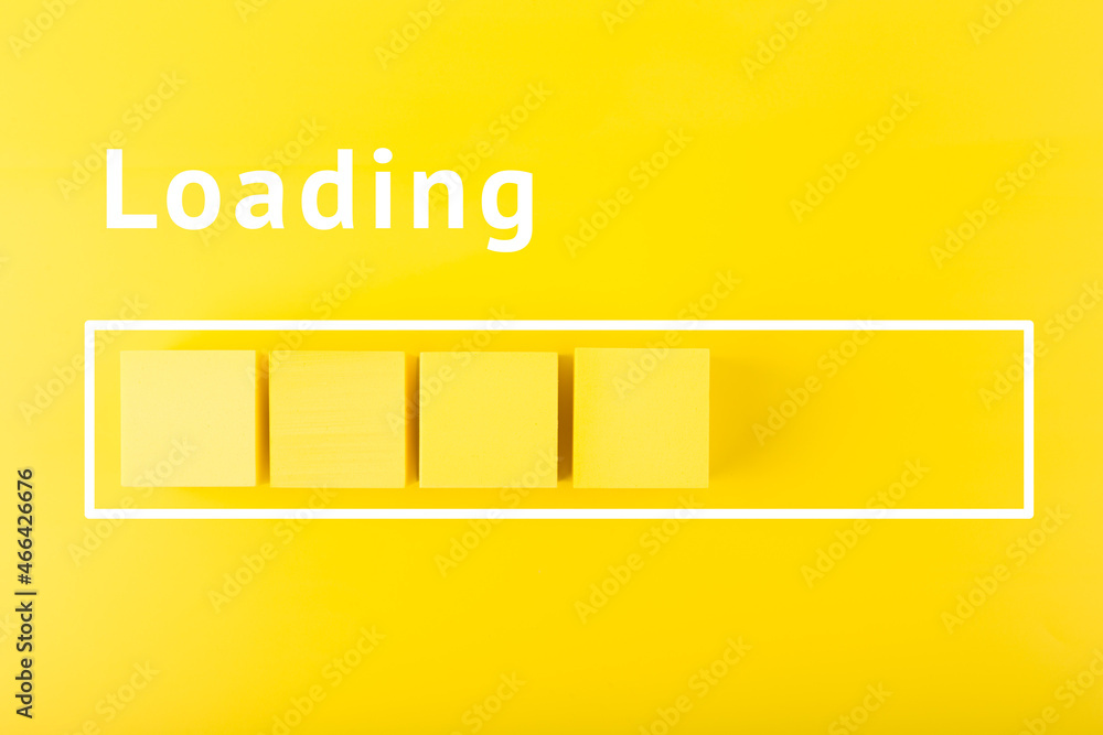 Wall mural Loading progress bar on yellow background. Minimal concept of loading status