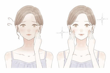 日焼け・くすみに悩む女性のビフォーアフター