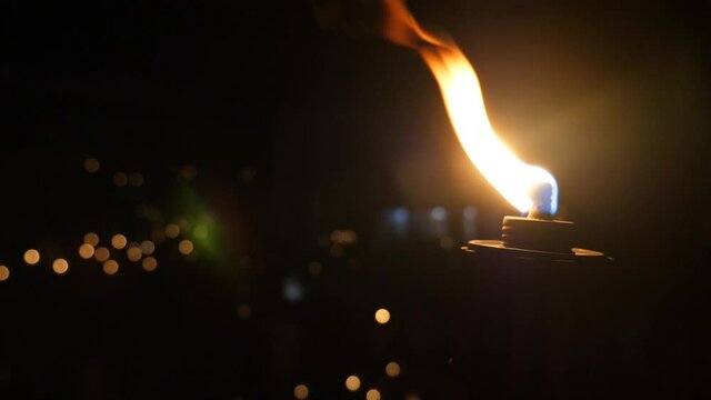 
night oil torch party in Spain