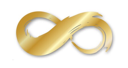 Golden infinity symbol hand painted with ink brush