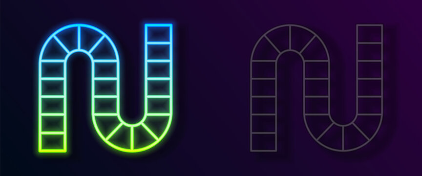 Glowing Neon Line Board Game Icon Isolated On Black Background. Vector