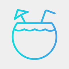 Coconut icon vector illustration in gradient style about summer, use for website mobile app presentation