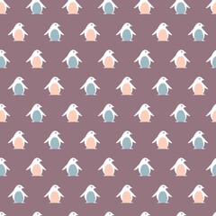 Colorful Cute Penguins Vector Graphic Seamless Pattern