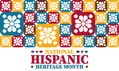 National Hispanic Heritage Month in United States. Celebrate annual in September and October. Latin American and Hispanic ethnicity culture. National fabric vector textures. Traditional festival