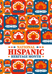 Obraz na płótnie Canvas National Hispanic Heritage Month in United States. Celebrate annual in September and October. Latin American and Hispanic ethnicity culture. National fabric vector textures. Traditional festival