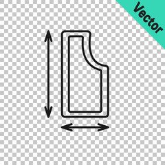 Black line Sewing pattern icon isolated on transparent background. Markings for sewing. Vector