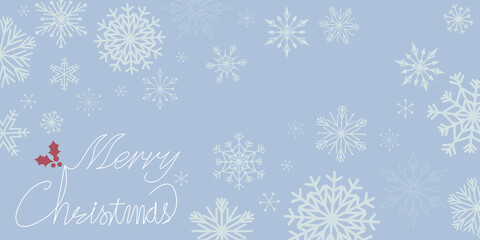 Winter holiday , Christmas day background. Christmas Holiday graphics for web, banner, design. Vector illustration. 
Christmas banner design decoration with snow flakes and Merry Christmas lettering.