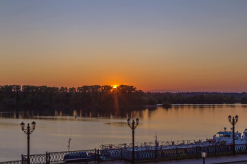 Sunset on Volga river, Russia