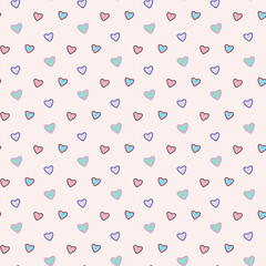 Seamless Pattern with Pastel Heart Design on Light Pink Background