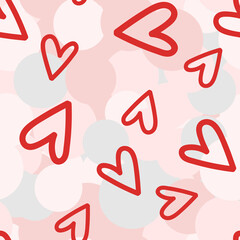 Heart seamless pattern. Vector illustration background for design, Cloth, gift paper, packaging, fabric.