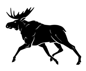 Moose Running, Side View Silhouette