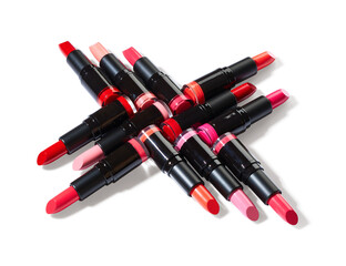Lipsticks isolated over white background