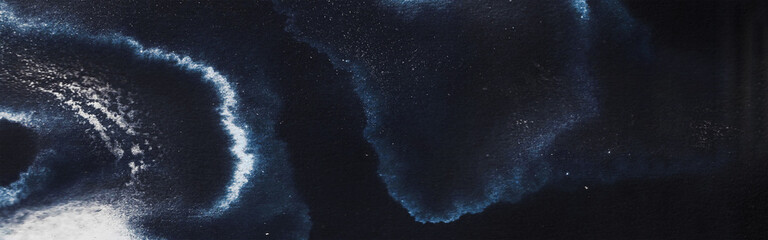 Grunge dark blue texture wall. Abstract watercolor horizontal background. Artsy Background.