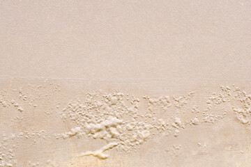 Brown wall damp damaged with peeling paint
