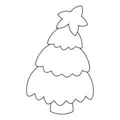 Fir tree. Coloring book page for kids. Cartoon style. Vector illustration isolated on white background.
