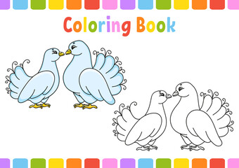 Coloring book for kids. Cartoon character. Vector illustration. Fantasy page for children. Black contour silhouette. Isolated on white background.