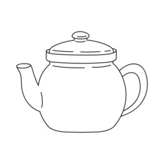 Dishware theme. Coloring book page for kids. Cartoon style. Vector illustration isolated on white background.