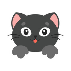 Cute cat. Cartoon character. Colorful vector illustration. Isolated on white background. Design element. Template for your design, books, stickers, cards.