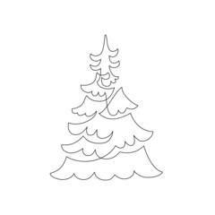 Abstract continuous line drawing of christmas tree.