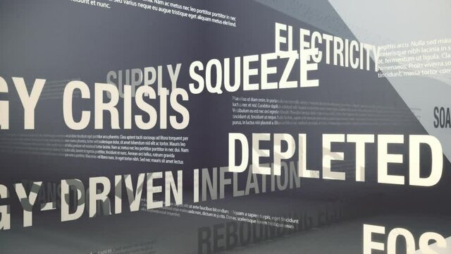 2021-2022 Global Energy Crisis Related Terms Seamless Background Loop.