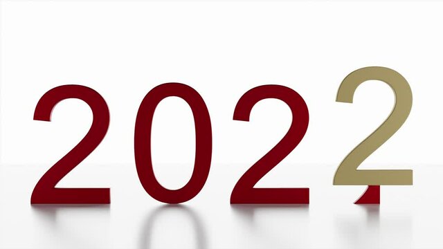 Filmato. Illustrazione 3D. Anno nuovo 2022. Capodanno 2022 in numeri. Il 2022 sostituisce il 2021..