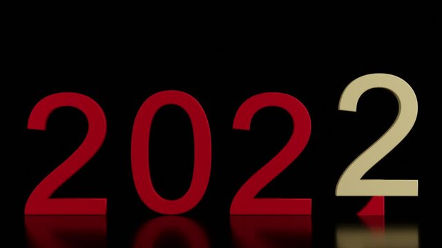 Filmato. Illustrazione 3D. Anno nuovo 2022. Capodanno 2022 in numeri. Il 2022 sostituisce il 2021..