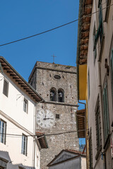 A glimpse of the historic center of Borgo a Mozzano, Lucca, Italy, on a sunny day