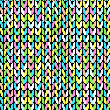 Colorful melange handmade knit pattern. Vector illustration of knitted seamless texture from multicolor yarn. Abstract heather marl background for clothes