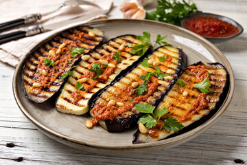 Grilled eggplant and sauce