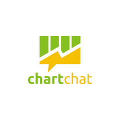 Graph Chart Statistic Marketing Financial with Bubble Chat Logo Design Vector