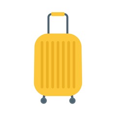 Yellow suitcase isolated on a white background. Flat vector illustration