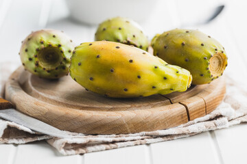 Raw prickly pears. Opuntia or indian fig cactus.