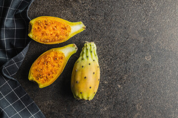 Raw prickly pears. Opuntia or indian fig cactus.