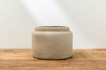 Rustic decorative plant pot on table